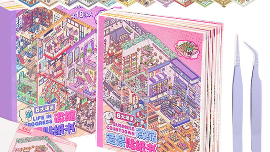 3D Scene Sticker Therapy for Adults and Kids 2 Books with 12 Sets of DIY 3D House Stickers Featuring Various Themes